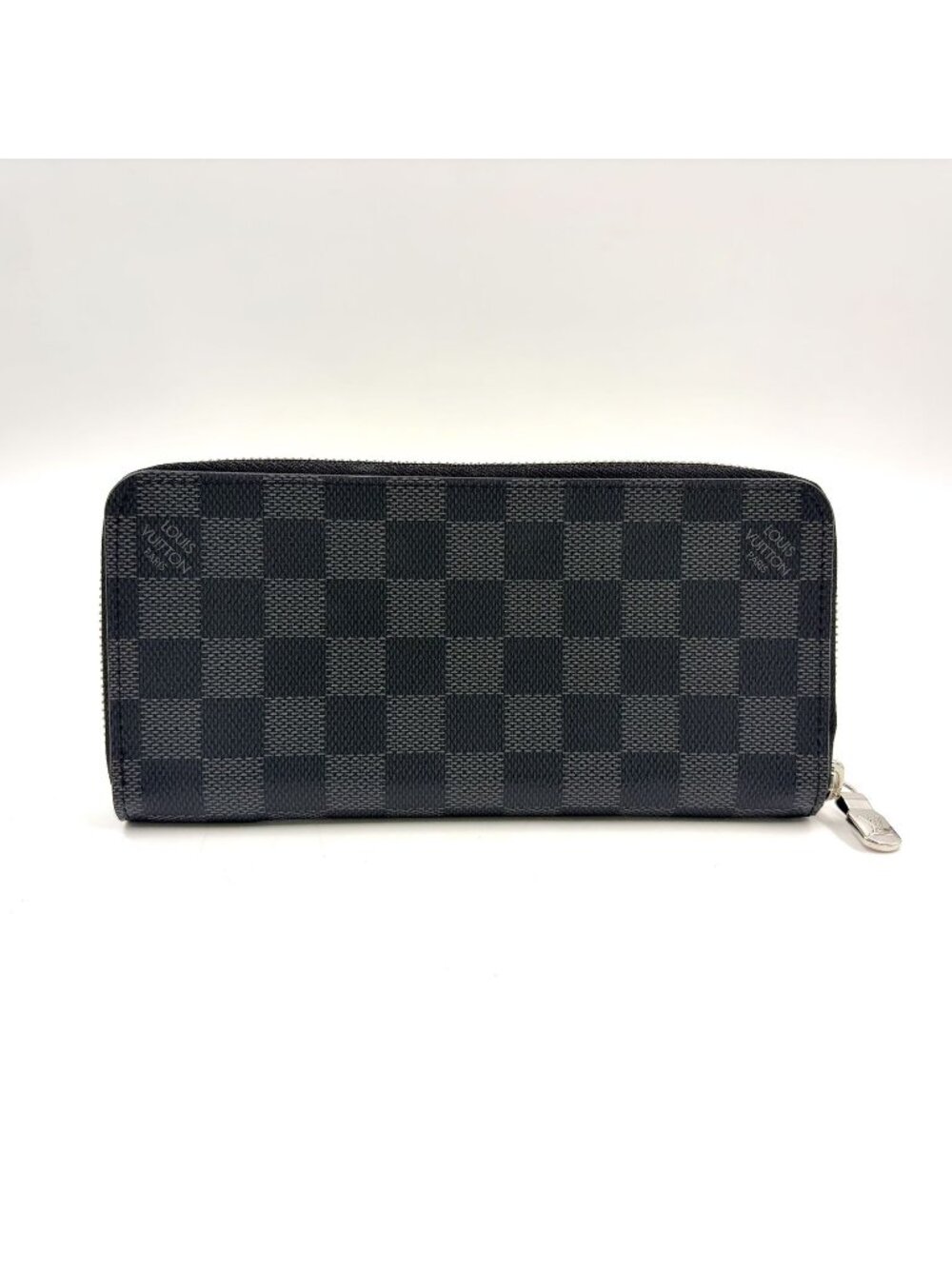 Louis Vuitton Zippy Wallet Horizontal Damier Graphite Black Silver